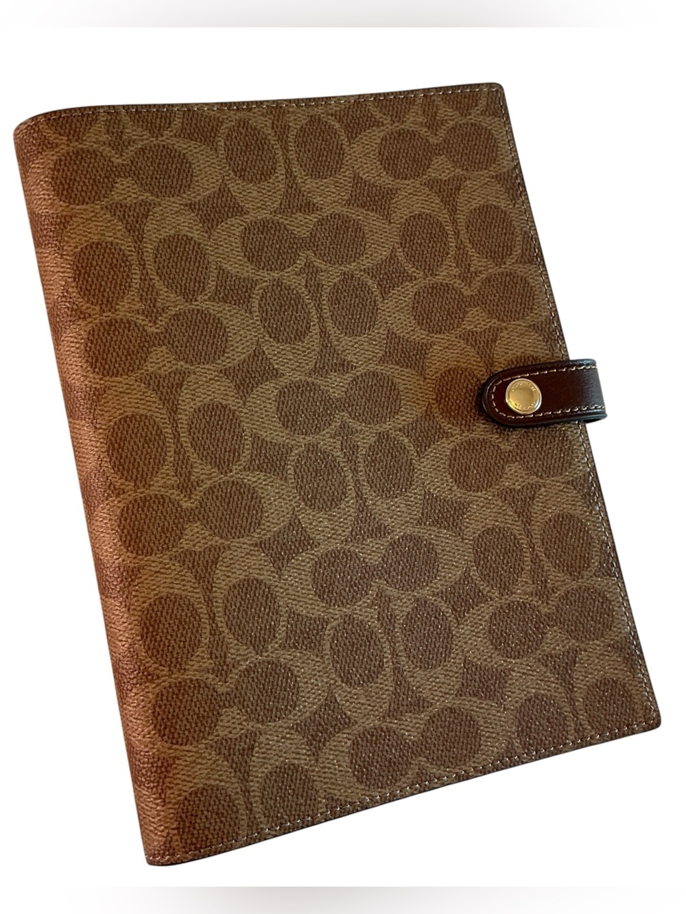 Coach Notebook Cover & Notebook - CZ198 Tan Brown Signature Canvas/Leather